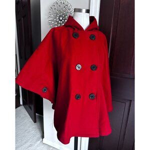 vintage schotte nyc US 740N pea jacket red hooded wool poncho made in usa OS